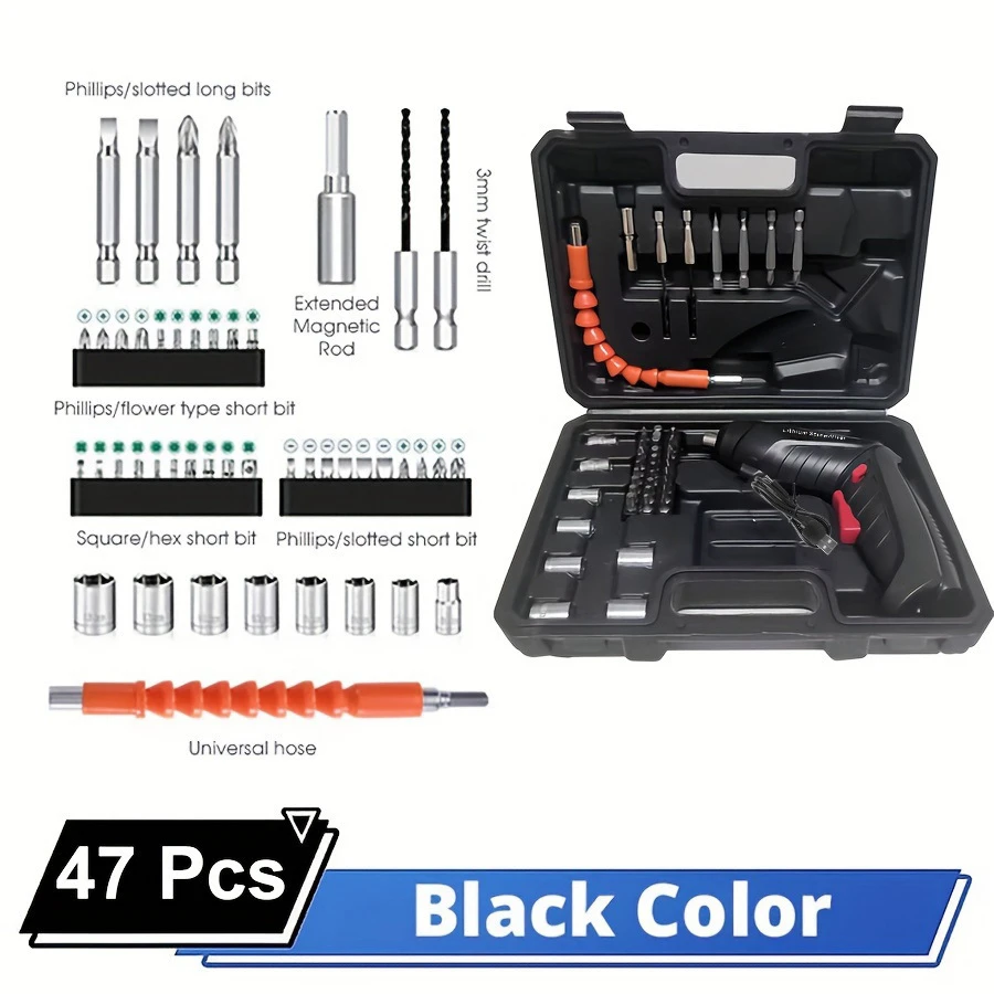 New arrival super power 47 sets of rechargeable wireless electric screwdrivers - multi-functional rotating tools, equipped with LED lights, suitable for household repairs, woodworking and DIY projects