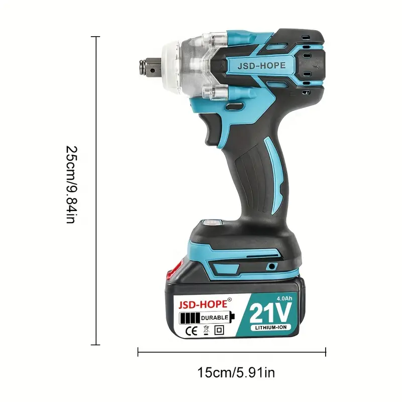 600N.M cordless impact electric wrench, brushless electric wrench, cordless high-power shock absorber, suitable for automotive repair (only tools) 21v battery PIN