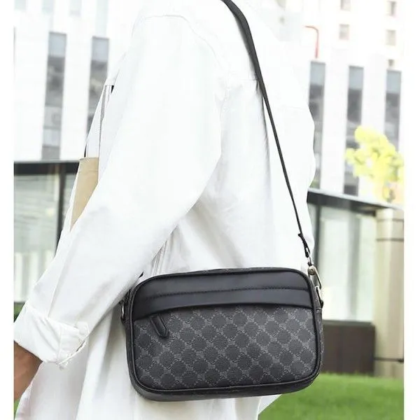 Men's Casual Plaid Personality Fashion Print Sports Crossbody Bag  Shoulder Bags