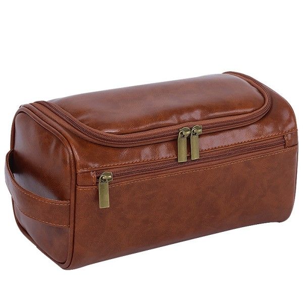 Hand-Held Cosmetic Bag, Large-Capacity Waterproof Storage, Travel Pu Leather Toiletry Bag