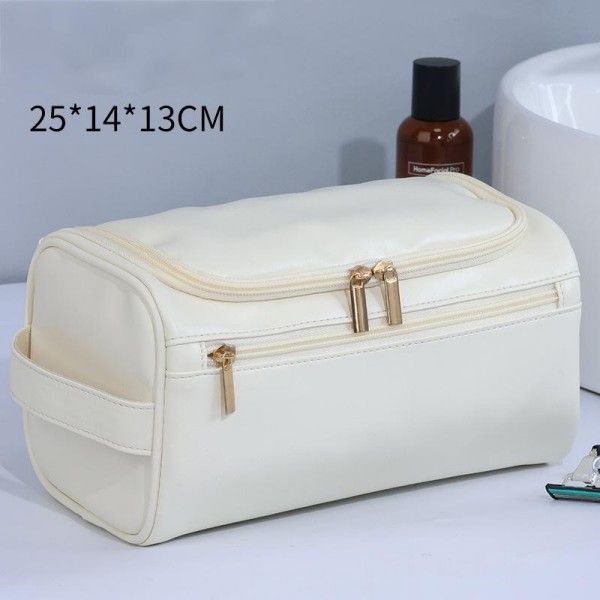 Hand-Held Cosmetic Bag, Large-Capacity Waterproof Storage, Travel Pu Leather Toiletry Bag