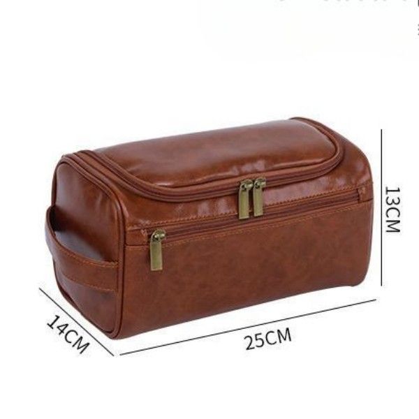 Hand-Held Cosmetic Bag, Large-Capacity Waterproof Storage, Travel Pu Leather Toiletry Bag