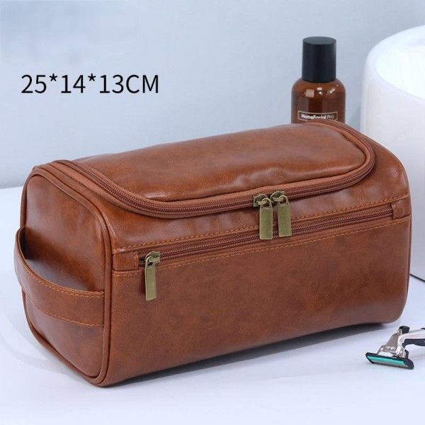 Hand-Held Cosmetic Bag, Large-Capacity Waterproof Storage, Travel Pu Leather Toiletry Bag
