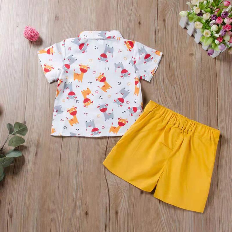 D-baby Casual Set Toddler Kids Boys Cartoon Shirt Tops+Shorts Set Outfits Clothes 2PCS