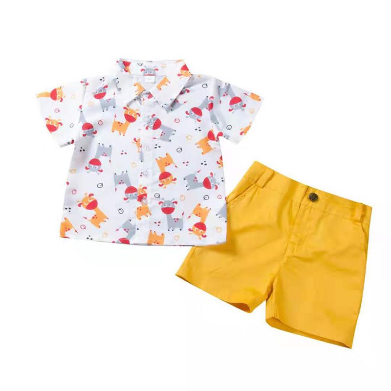 D-baby Casual Set Toddler Kids Boys Cartoon Shirt Tops+Shorts Set Outfits Clothes 2PCS