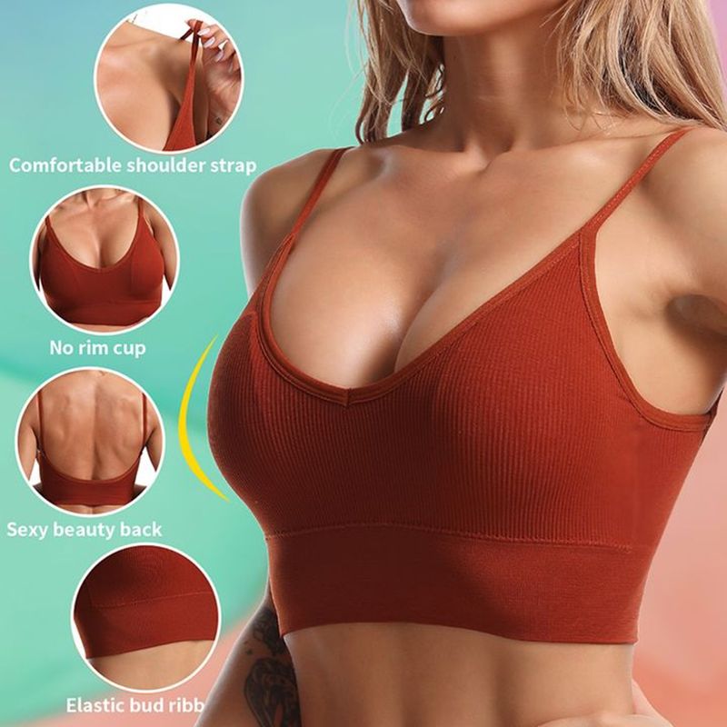 D-baby Comfortable Women Lingerie Elastic Gathering Bralette Push Up Bra Ladies Underwear Sexy Sports Bra Coffee Free size