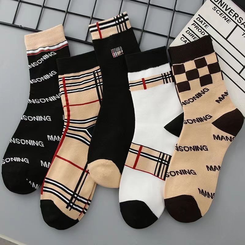 5 Pairs High Quality Men's Socks Men's medium socks Men's autumn and winter sports socks Men's cotton socks