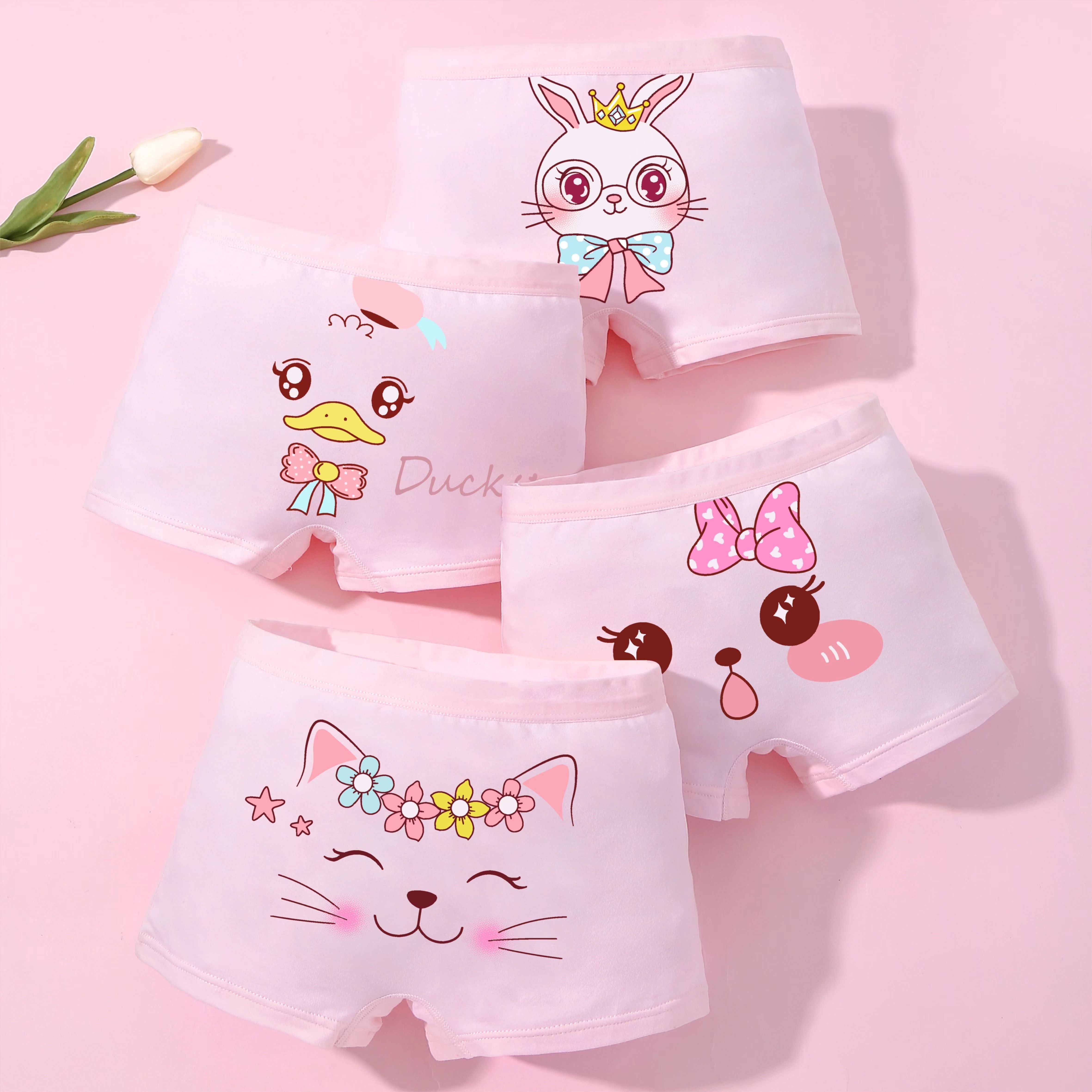 D-baby 4 Pcs/pack Children Cotton Underwear Baby Girl Cartoon Printed Boxer Briefs Panties