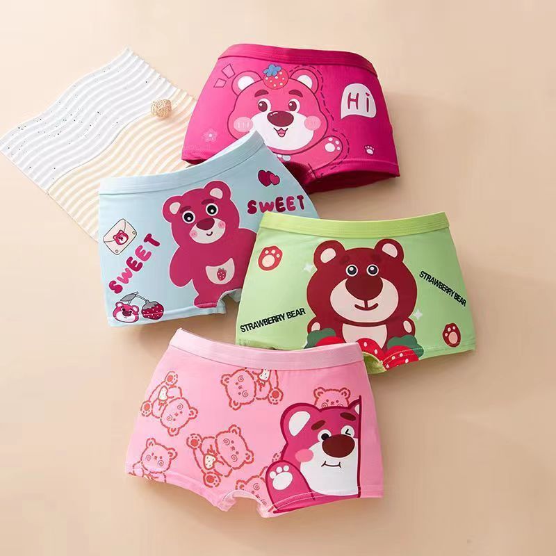 D-baby 4PCS (2-9Y) Little Big Girls Soft Modal+Cotton Boxer Briefs Underwear Print