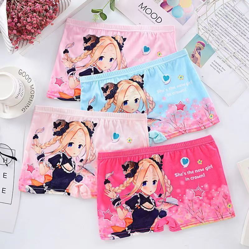 D-baby 4PCS (2-9Y) Little Big Girls Soft Modal+Cotton Boxer Briefs Underwear Print