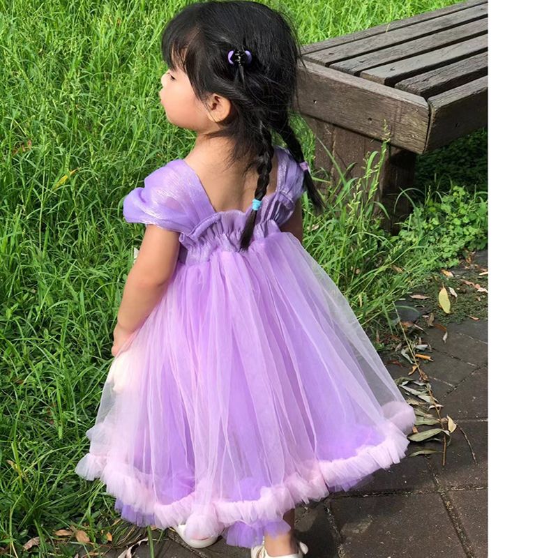 D-baby 2.5-3.5 y Baby girl dress skirt kids multilayer lace skirt girl princess dress party dress