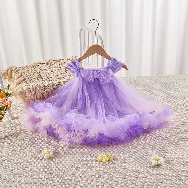 D-baby 2.5-3.5 y Baby girl dress skirt kids multilayer lace skirt girl princess dress party dress