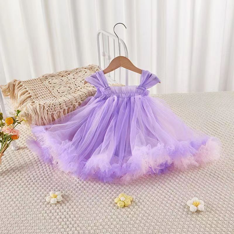 D-baby 2.5-3.5 y Baby girl dress skirt kids multilayer lace skirt girl princess dress party dress