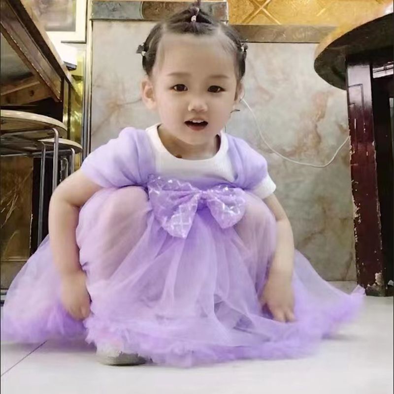 D-baby 2.5-3.5 y Baby girl dress skirt kids multilayer lace skirt girl princess dress party dress