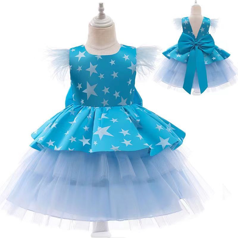 D-baby 1-5.5y Baby girl dress skirt kids multilayer lace skirt girl princess dress party dress