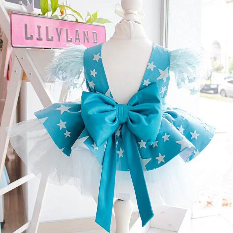 D-baby 1-5.5y Baby girl dress skirt kids multilayer lace skirt girl princess dress party dress