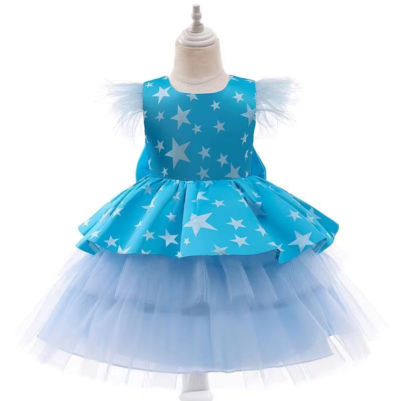 D-baby 1-5.5y Baby girl dress skirt kids multilayer lace skirt girl princess dress party dress