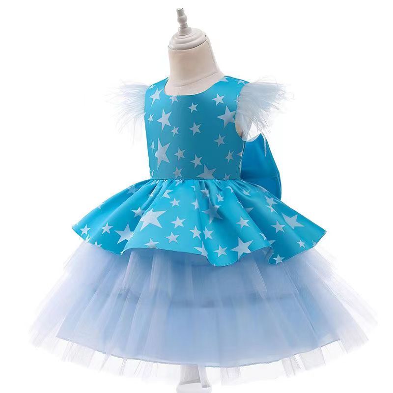 D-baby 1-5.5y Baby girl dress skirt kids multilayer lace skirt girl princess dress party dress