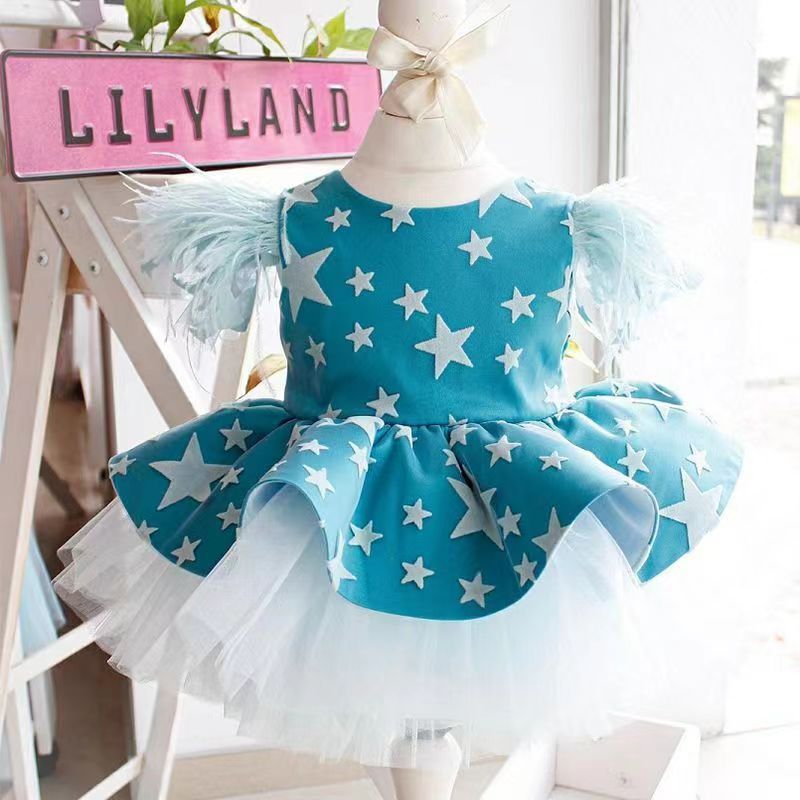 D-baby 1-5.5y Baby girl dress skirt kids multilayer lace skirt girl princess dress party dress