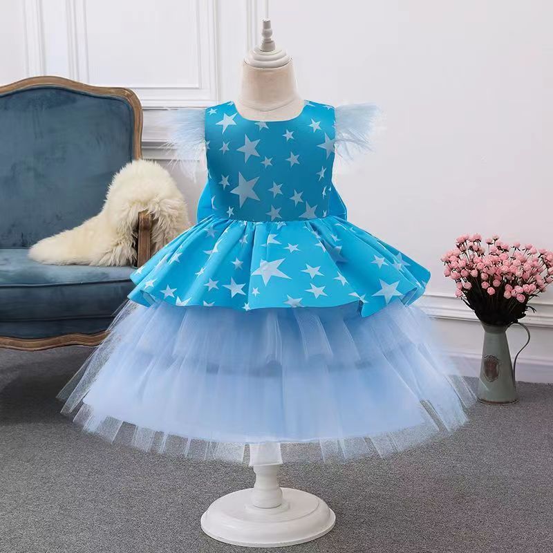 D-baby 1-5.5y Baby girl dress skirt kids multilayer lace skirt girl princess dress party dress
