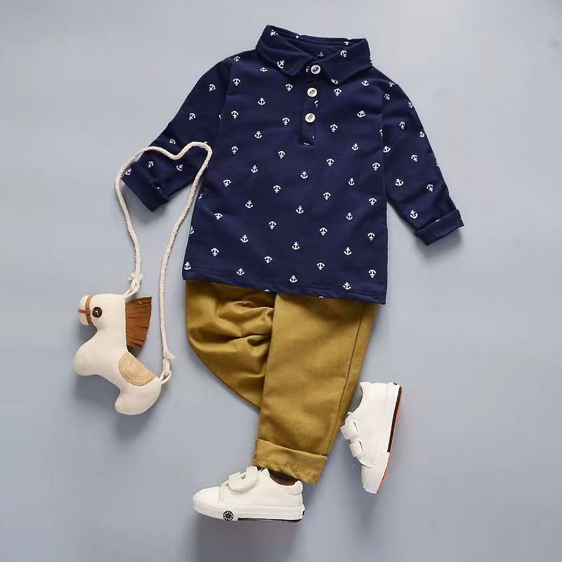 D-baby 2Pcs 2-5.5y Boys Clothes Set Cartoon T-shirt and Pants Cotton Kids Summer Wear Kids Suits