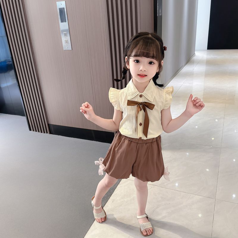D-baby 2024 New Girls Summer Two-piece Set,Top + Shorts Suit, 0-5 year old Girl Fashion Suits