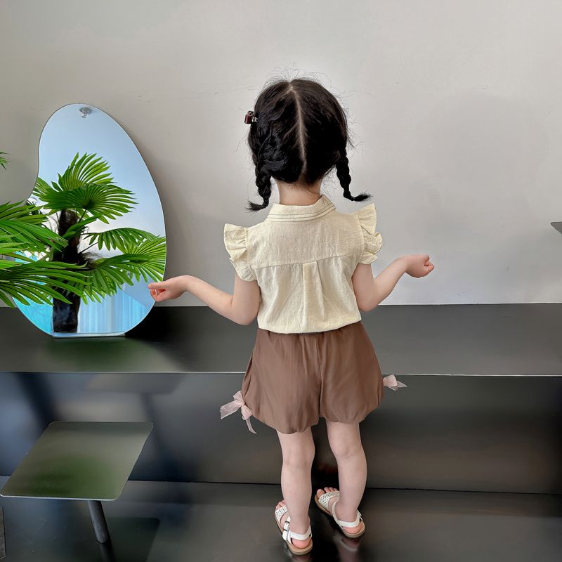 D-baby 2024 New Girls Summer Two-piece Set,Top + Shorts Suit, 0-5 year old Girl Fashion Suits