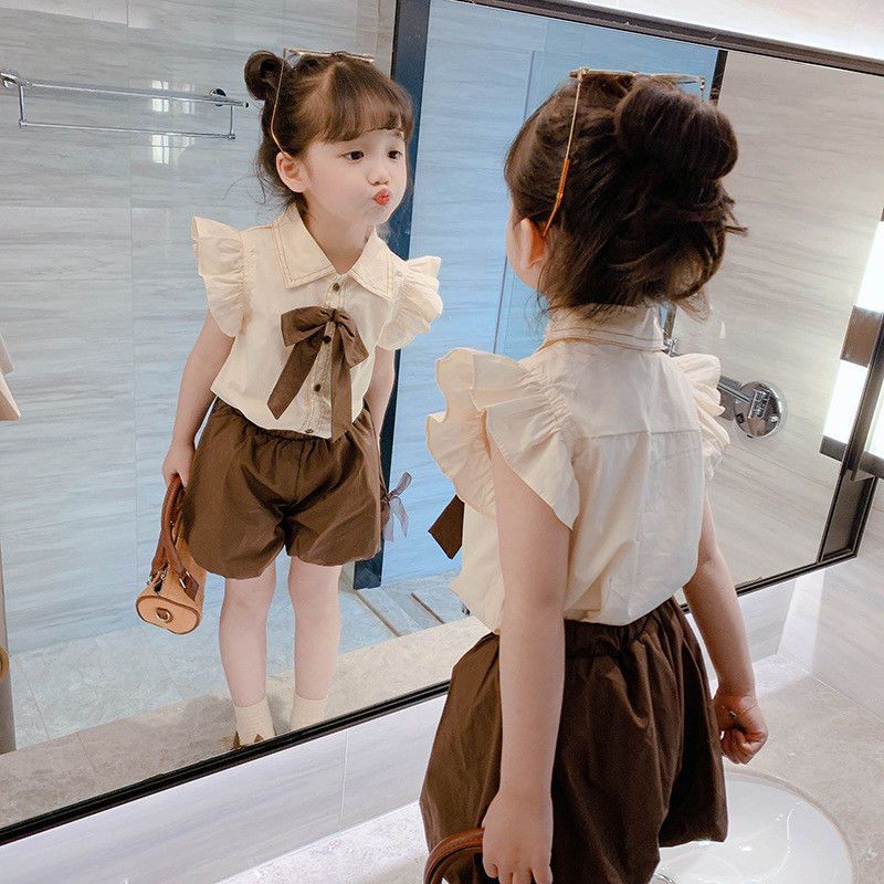 D-baby 2024 New Girls Summer Two-piece Set,Top + Shorts Suit, 0-5 year old Girl Fashion Suits
