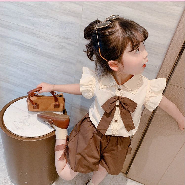 D-baby 2024 New Girls Summer Two-piece Set,Top + Shorts Suit, 0-5 year old Girl Fashion Suits