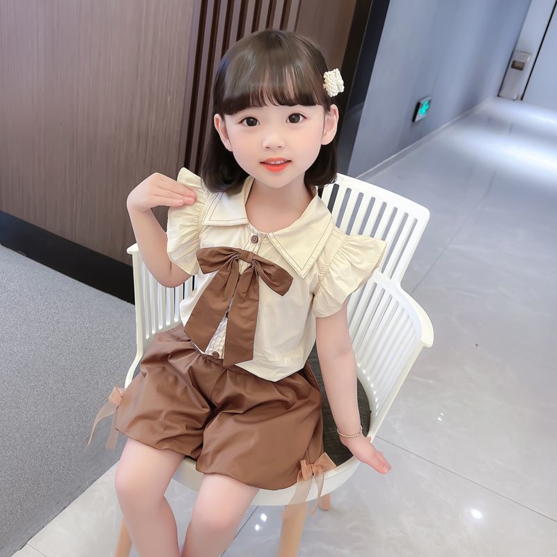 D-baby 2024 New Girls Summer Two-piece Set,Top + Shorts Suit, 0-5 year old Girl Fashion Suits