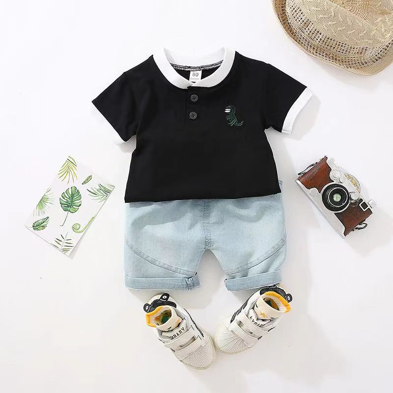 D-baby Hot New 2Pcs Fashion Baby Boys Top+Pants Clothes Set Cotton Material Infant Clothing Set