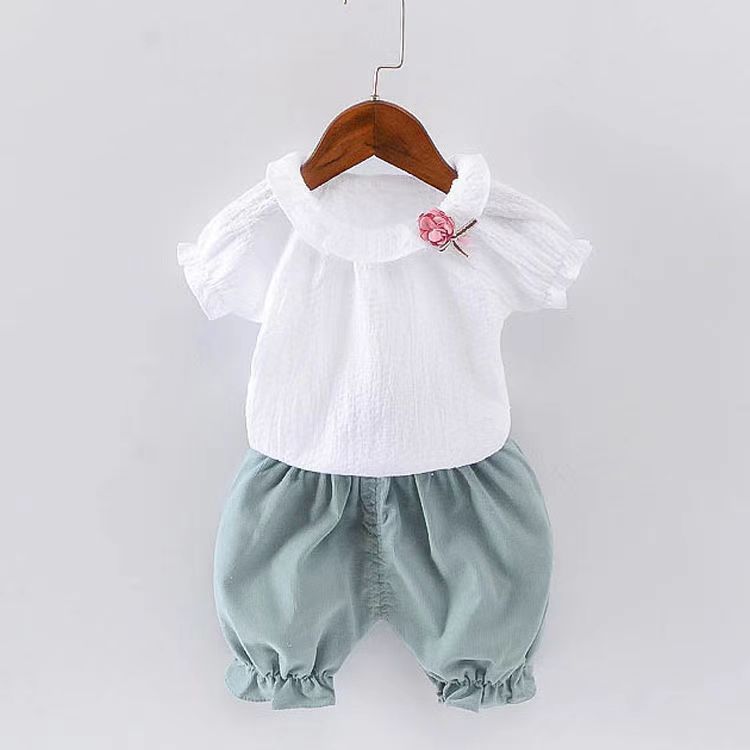 D-baby 2PCS Baby Clothes Baby Girls 0-4years old Lollipop Bow Tie Top +shorts suit