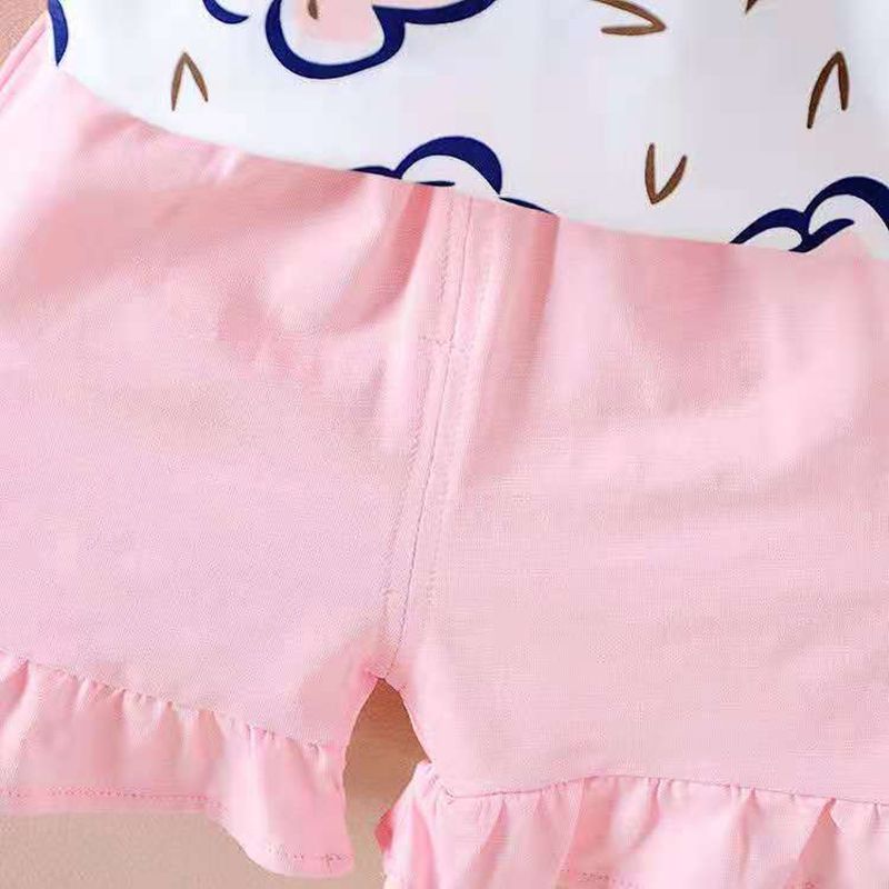 D-baby summer new girls short sleeve shorts flowers two-piece baby sweet suit