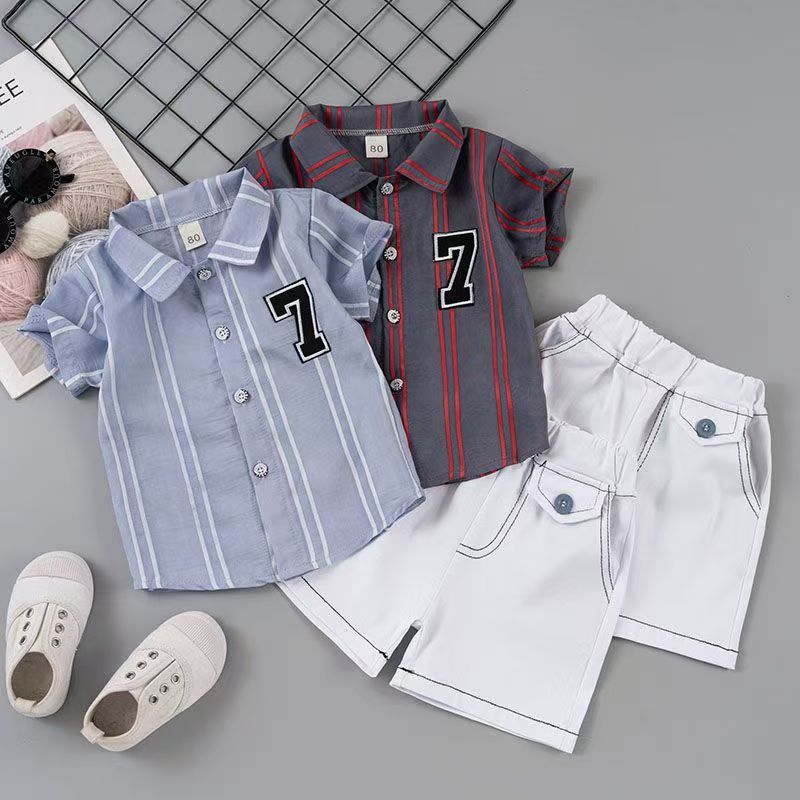 D-baby 2PCS Kids Boys Clothing Set Toddler Outfit T-Shirt+Shorts Summer Clothing Set