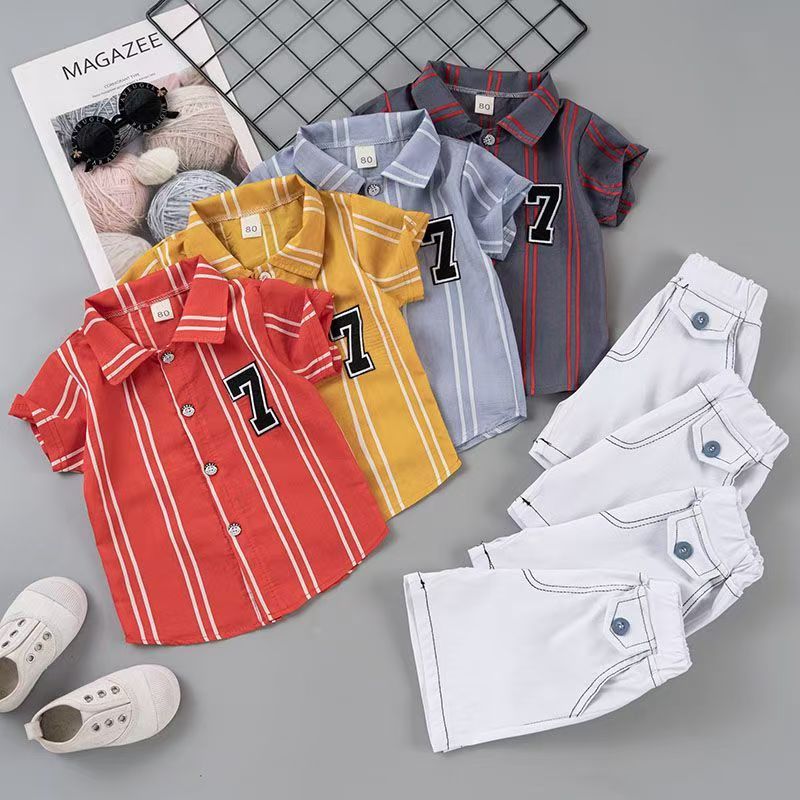 D-baby 2PCS Kids Boys Clothing Set Toddler Outfit T-Shirt+Shorts Summer Clothing Set