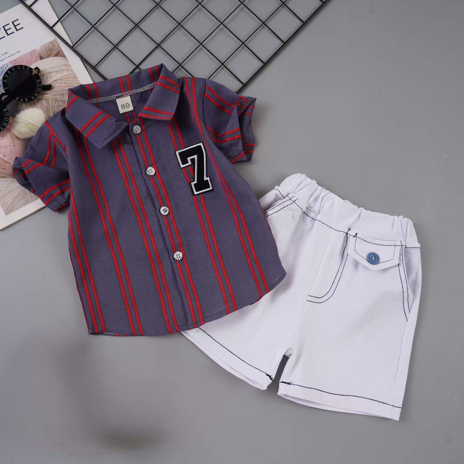 D-baby 2PCS Kids Boys Clothing Set Toddler Outfit T-Shirt+Shorts Summer Clothing Set