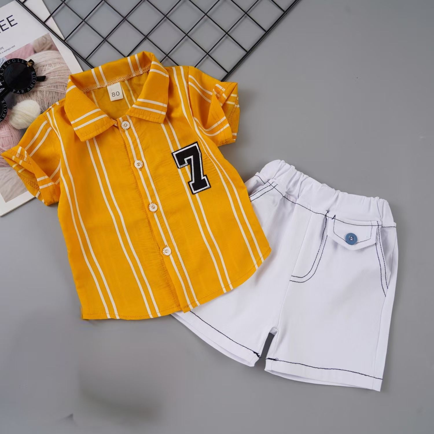 D-baby 2PCS Kids Boys Clothing Set Toddler Outfit T-Shirt+Shorts Summer Clothing Set