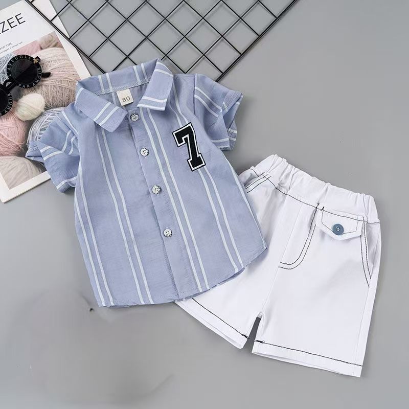 D-baby 2PCS Kids Boys Clothing Set Toddler Outfit T-Shirt+Shorts Summer Clothing Set