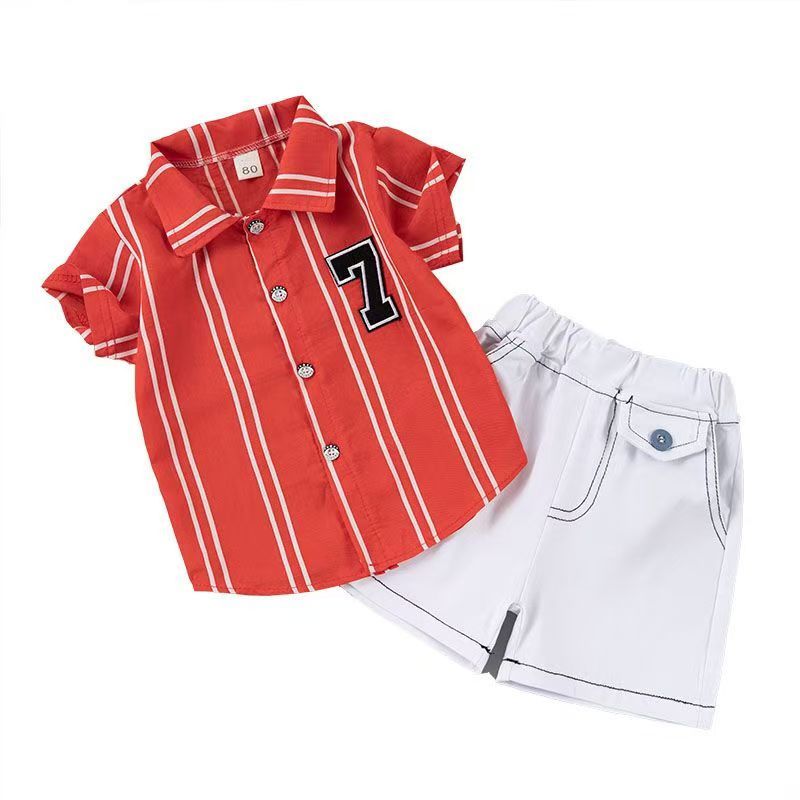 D-baby 2PCS Kids Boys Clothing Set Toddler Outfit T-Shirt+Shorts Summer Clothing Set