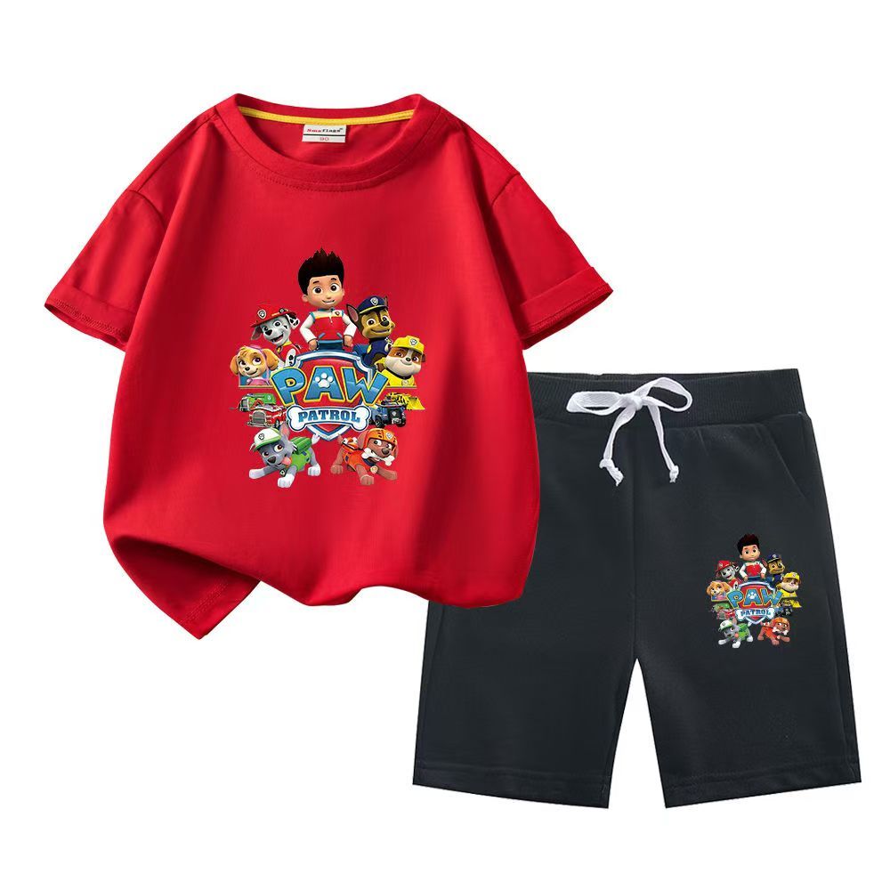 D-baby 2 Pcs 0-12y Boys Clothes Set Cartoon T-shirt and Shorts Cotton Kids Summer Wear