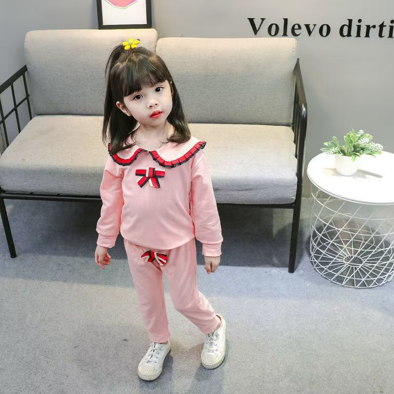 D-baby 0-4y Autumn Kids Hoodied Jacket+Pants 2 Pcs Children Sport Suits Girls Clothes Set