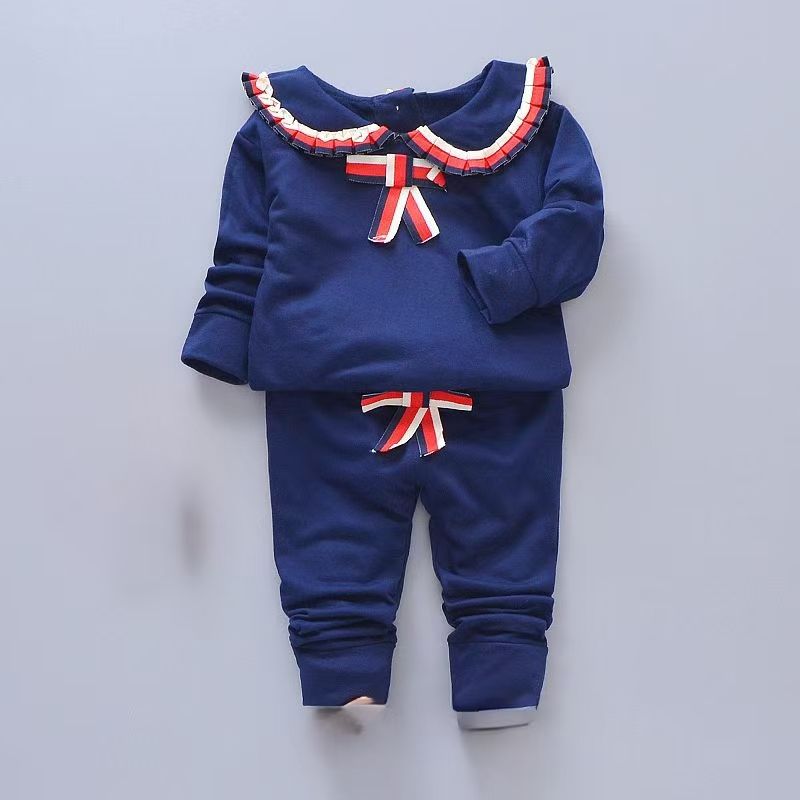 D-baby 0-4y Autumn Kids Hoodied Jacket+Pants 2 Pcs Children Sport Suits Girls Clothes Set