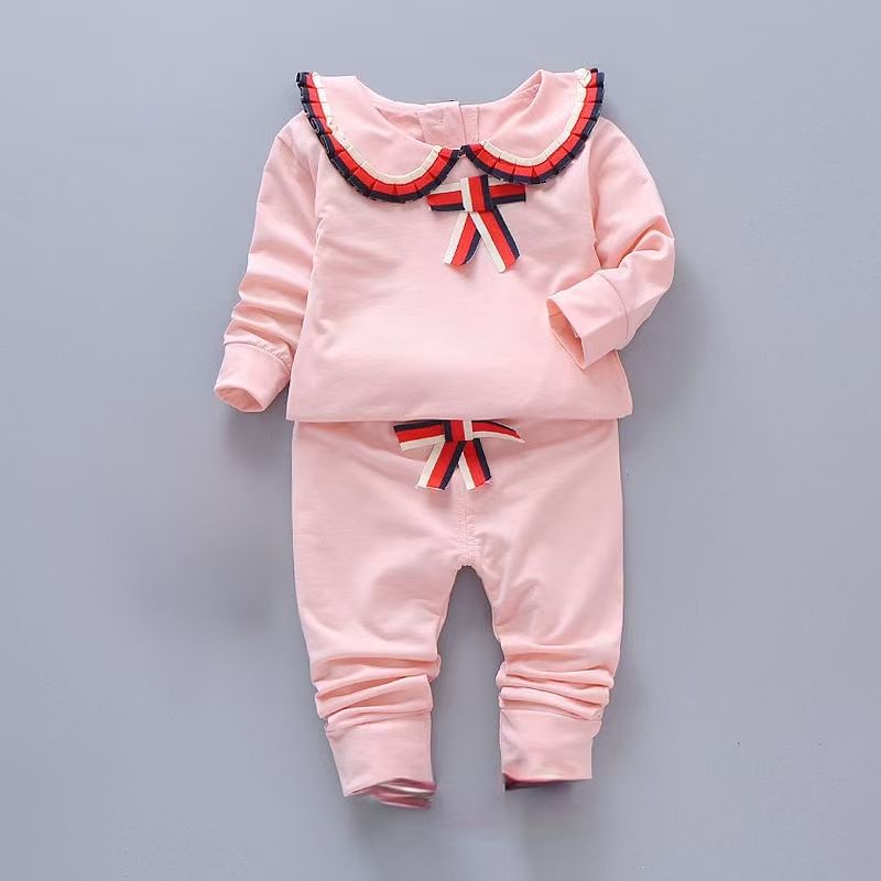D-baby 0-4y Autumn Kids Hoodied Jacket+Pants 2 Pcs Children Sport Suits Girls Clothes Set