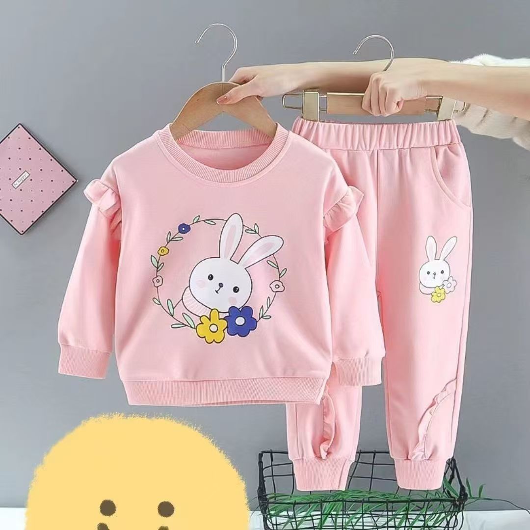 D-baby Autumn Fashion Baby Girl Clothing Set Cute Suit 2PCS Kids Flowers Butterfly Print Top + Pants