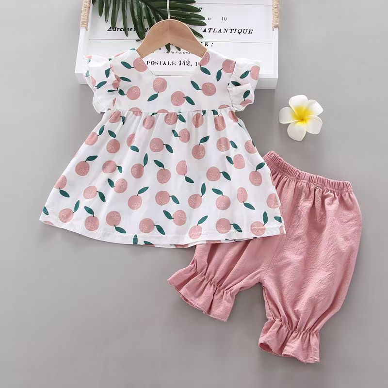 D-baby 2PCS Baby Clothes Baby Girls 0-4years old Lollipop Bow Tie Top +shorts suit