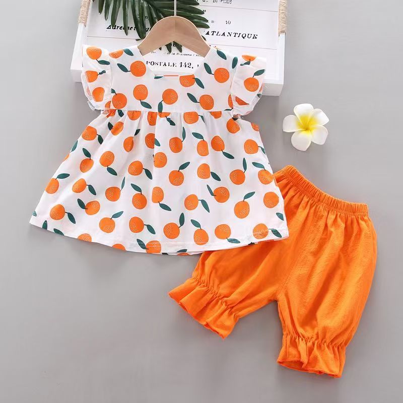D-baby 2PCS Baby Clothes Baby Girls 0-4years old Lollipop Bow Tie Top +shorts suit