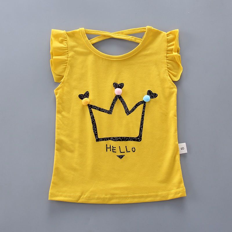 D-baby summer new girls short sleeve Ruffled top+Love printing shorts  two-piece baby sweet suit