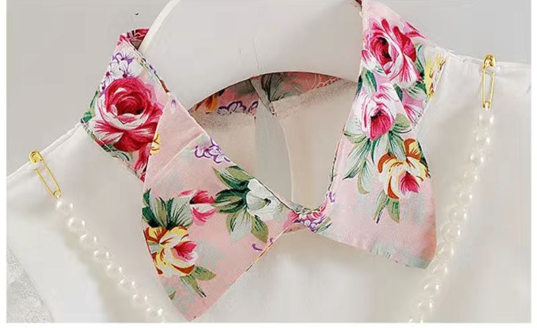 D-baby 0-4y summer new girls short sleeve Ruffled top+Flower print skirt two-piece baby sweet suit