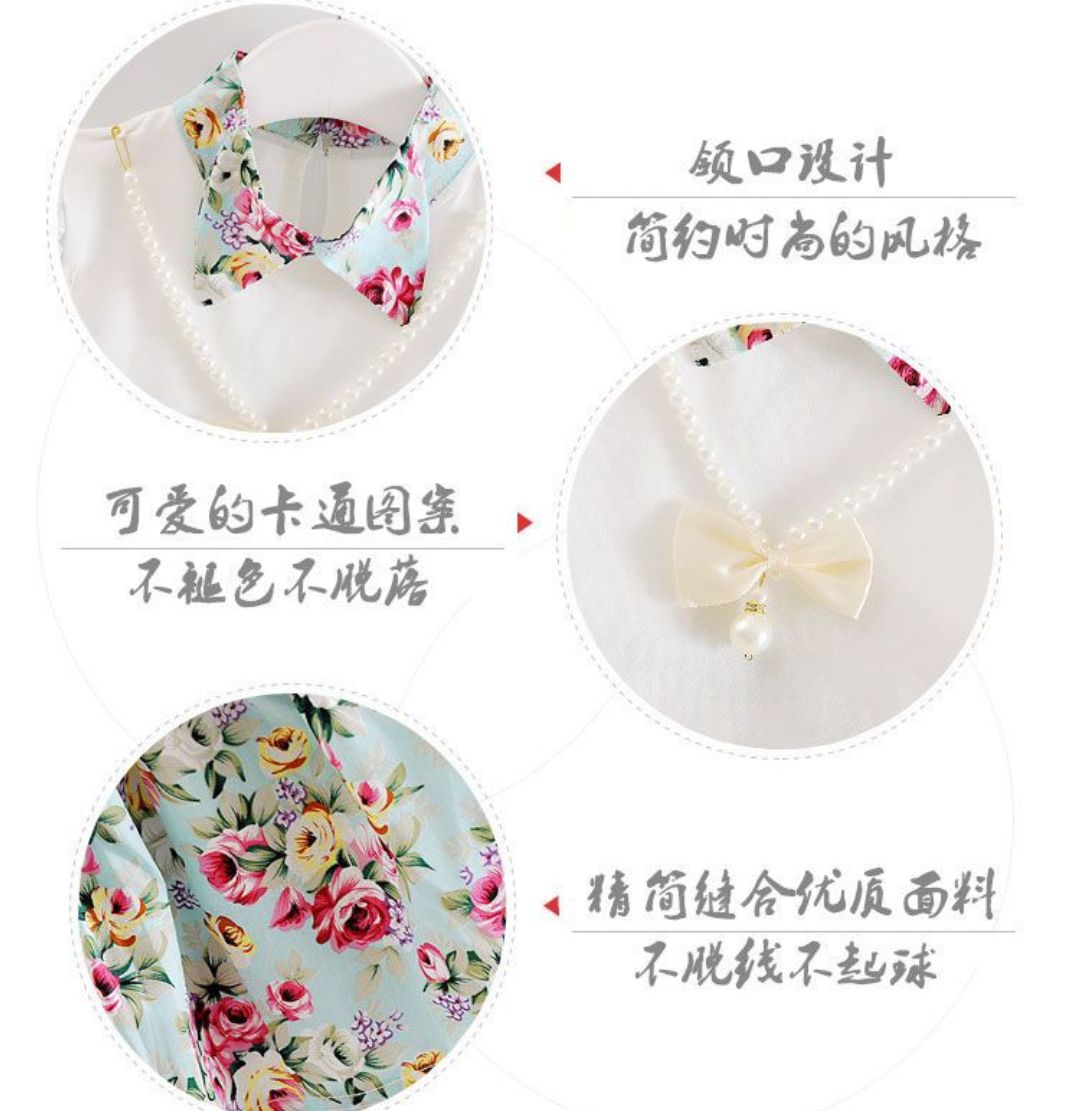 D-baby 0-4y summer new girls short sleeve Ruffled top+Flower print skirt two-piece baby sweet suit