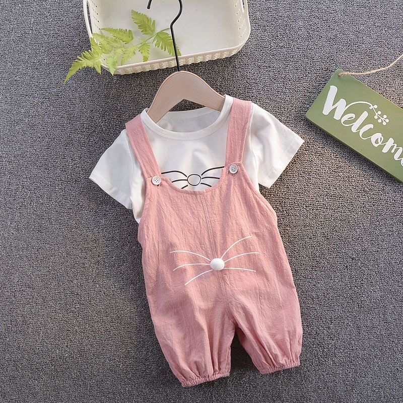D-baby 2PCS Baby Clothes Baby Girls 0-4years old Lollipop Bow Tie Top +shorts suit